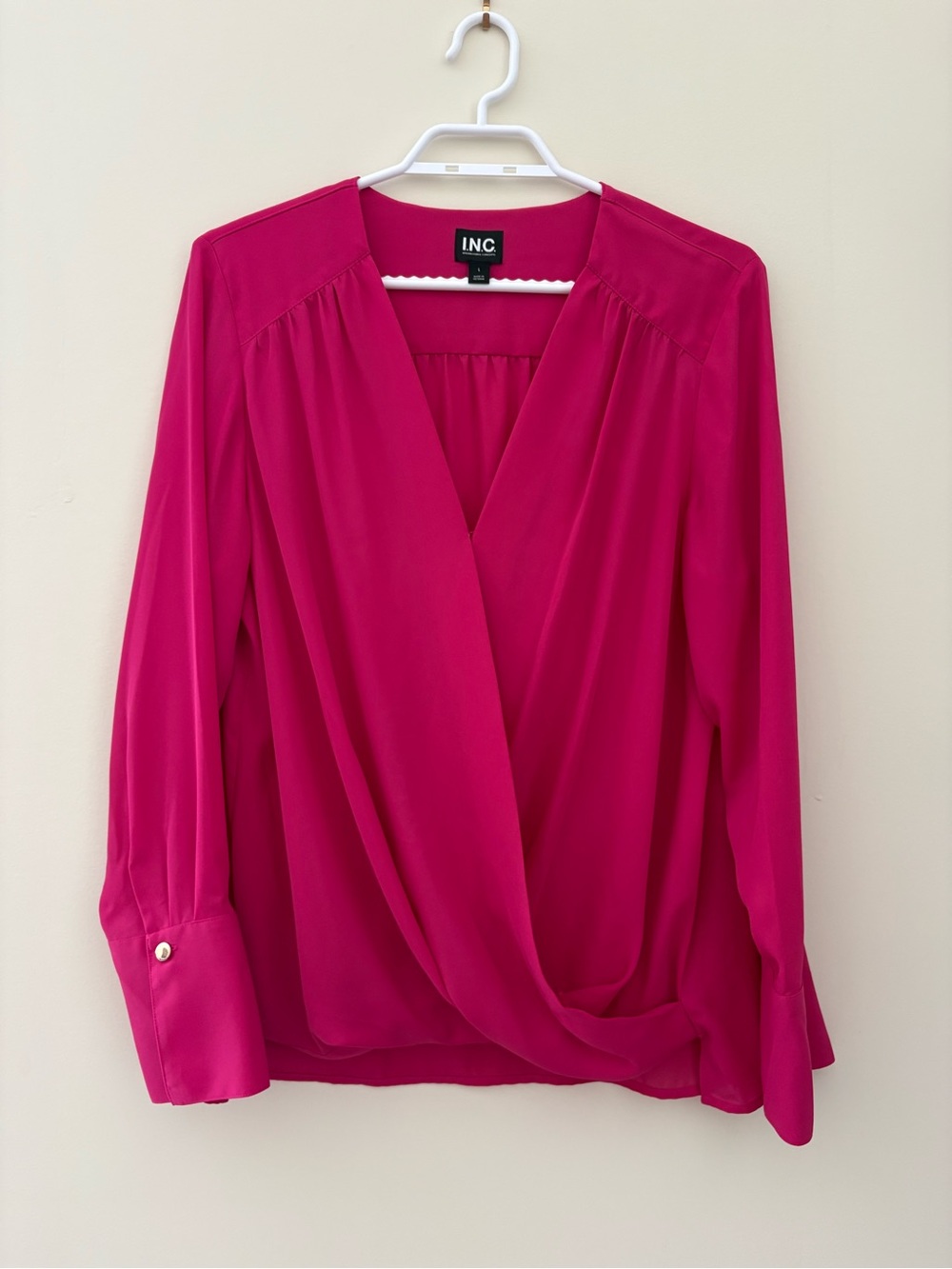 INC International Concepts Bright Fuchsia Wrap Blouse